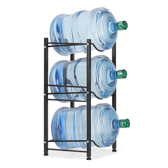 3-Tier Black Water Jug Rack - Detachable 5 Gallon Bottle Holder, Space-Saving Storage for Kitchen, Office, Home