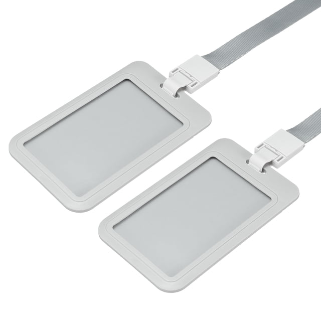 Unique Bargains Vertical ABS Slide Cover ID Badge Holders with Lanyard, 2 Count, 2 Pack