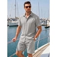 thumbnail image 2 of RICHCOIN Mens 2 Piece Outfit Summer Beach Short Sleeve Button Down Shirts and Shorts Vacation Sets for Men, 2 of 7