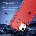 thumbnail image 3 of Entronix Heavy Duty Rugged Case for iPhone 16e, Triple Layer Shockproof Dustproof, Red, 3 of 5