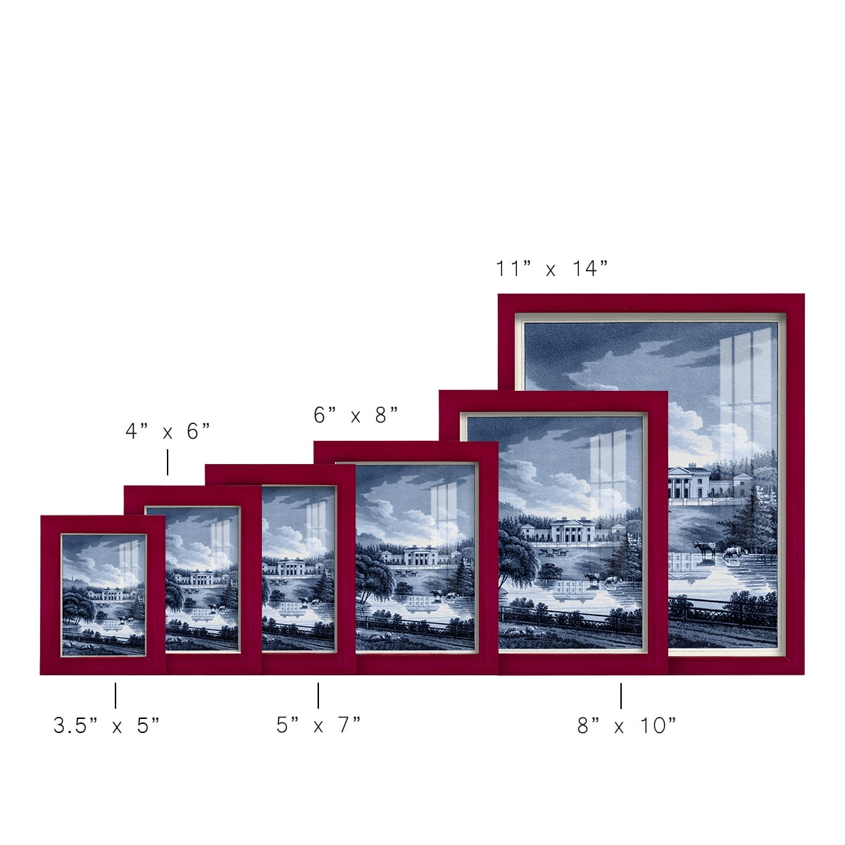 Estate View I -Framed Print w/glass-Cherry Red