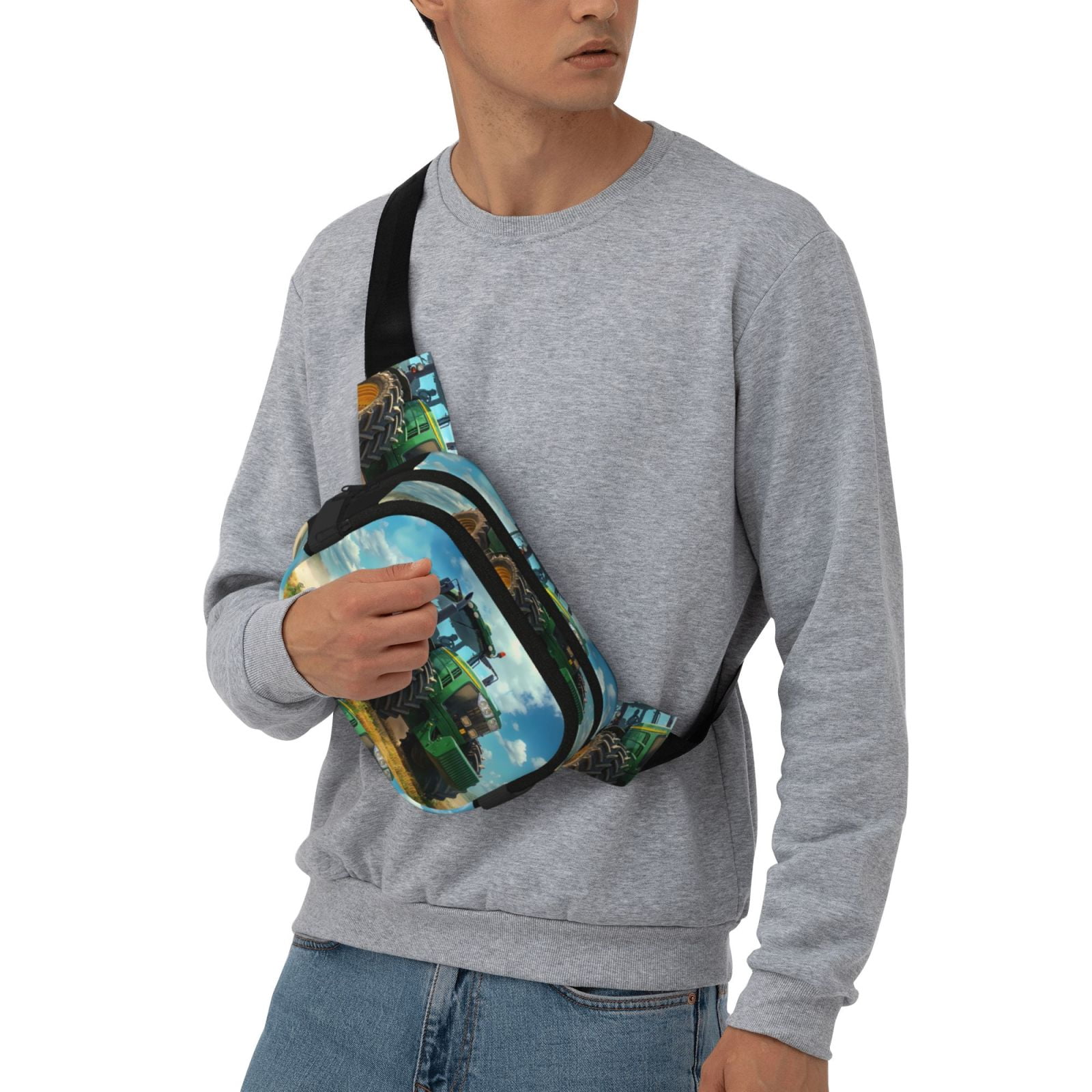 Kuqiui Green Tractor Field Print Fanny Packs for Women Cross Body Waist Bag Fashionable Fanny Pack Designer Workout Hiking Waist Pack Running Travel Gym
