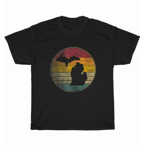 Michigan Vintage Distressed Retro Style State Silhouette Tee Unisex T-Shirt C00057, up to size 5XL