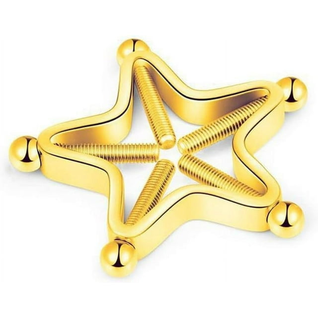HUGFEGWE Stainless Steel Body Piercing Rings Adjustable Non-Pierced Nipple Shields Rings Screw Clip on Body Non-Punched Nipple Clip(Star,Gold) UA824-23730