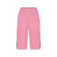 thumbnail image 4 of BLCHUNen Pants for Women Knee Length Pants Striped Lightweight Loose Breathable Casual Home Lounge Summer Pants with Pockets, 4 of 5