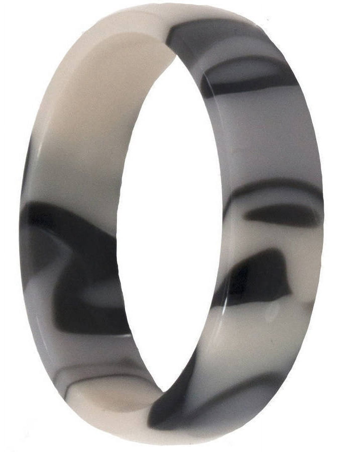 6mm Half-Round Black and White Swirl Stackable Ring