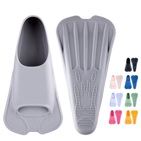 Swim Training Fins Soft Silicone Lap Swimming Short Floating Flippers with Mesh Bag for Kids Adult Men Women