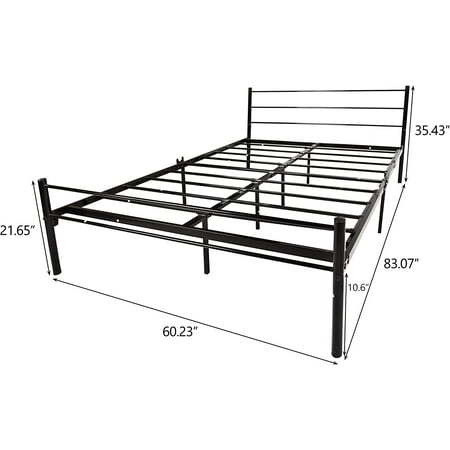 SJ LLC Metal Bed Frame Queen Size with Modern Headboard and Footboard ...