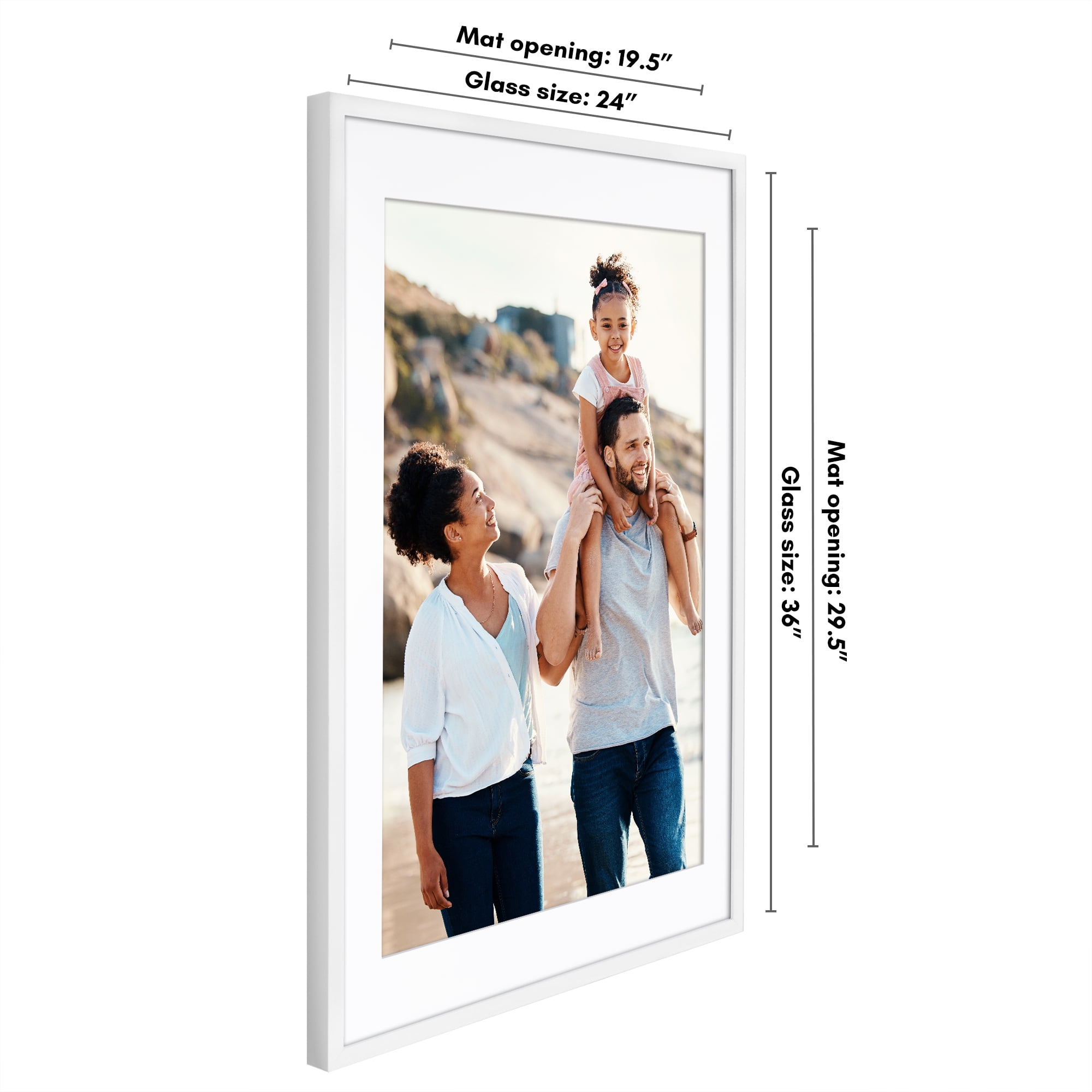 Americanflat 24x36 Poster Frame with Polished Plexiglass with 20x30 Mat Display Photo Soho Collection - White