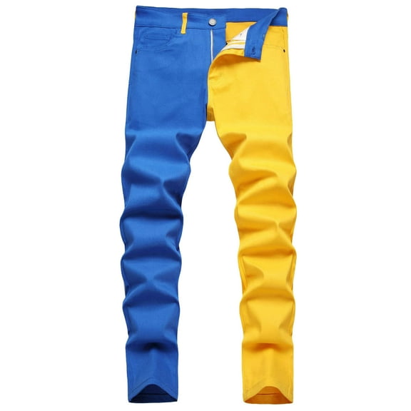 adviicd Mens Ripped Jeans Regular Fit Mens Ripped Jeans Distressed Destroyed Slim Fit Straight Leg Denim Pant with Holes Yellow,38