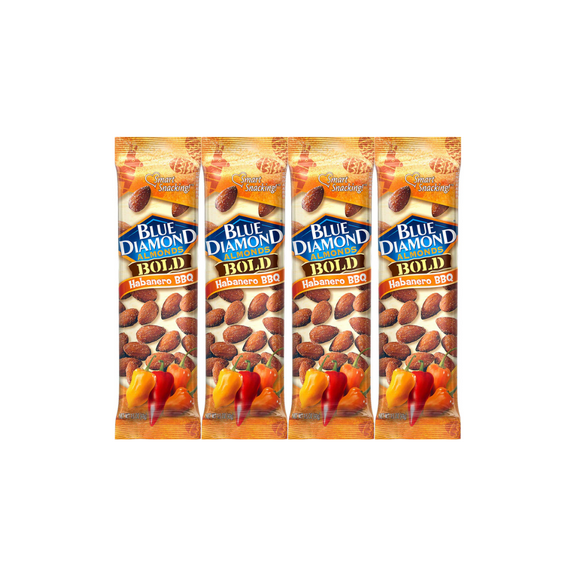 Blue Diamond Habanero BBQ Almonds, 1.5 oz Bags, 4 Pack - Bold Spicy Flavor Almonds, Perfect for Snacking, On-the-Go, Keto-Friendly, High Protein