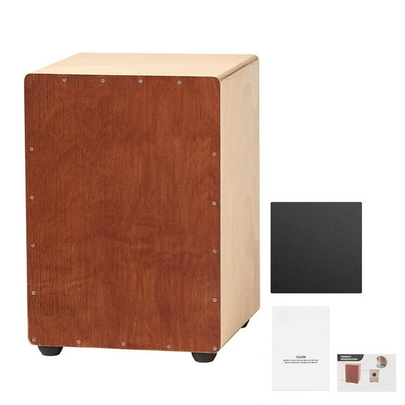 KFFKFF Cajon Box Drum with Internal Snare Wires, Lightweight Wooden Percussion Instrument, Portable Birch Wood Drum with Silicone Feet, Suitable for Beginners and Professionals, 12 x 12 x 17 in