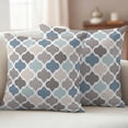thumbnail image 4 of 2 Pack Outdoor Waterproof Throw Pillows, Vintage Morocco Plaid Lattice Decorative Square Pillow Case Patio Pillows for Chair Couch Sofa 18x18in, 4 of 9