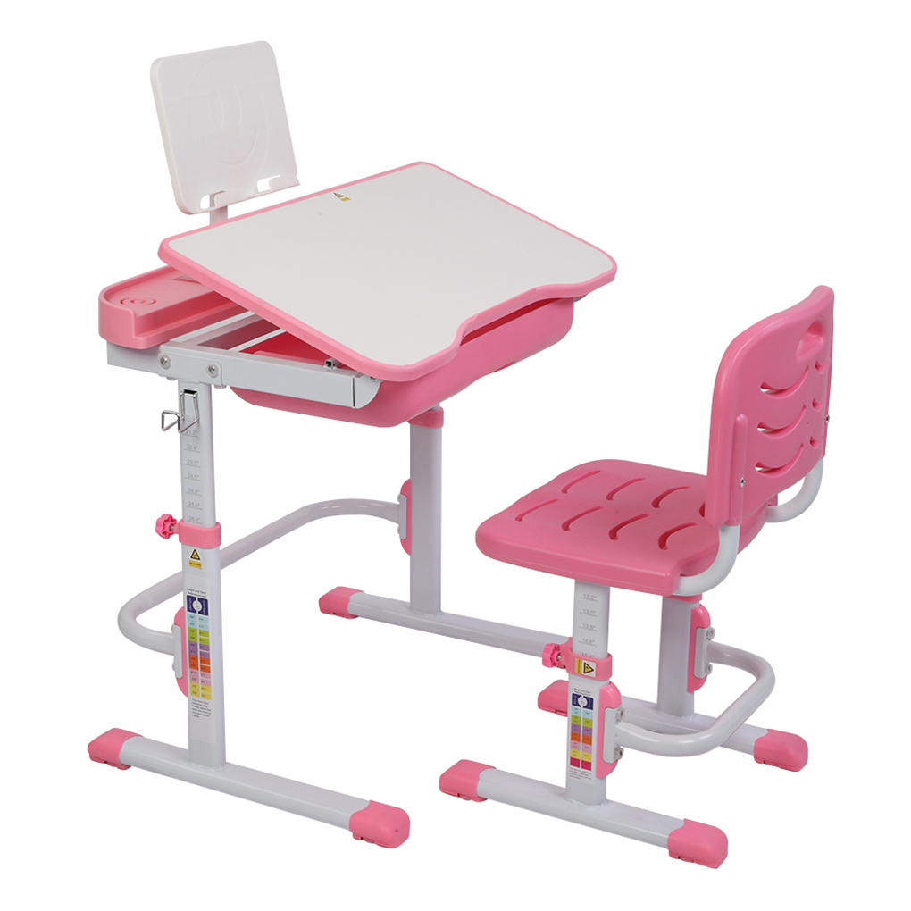 A-Blue, 60x40cm OCCOKO Children Desk and Chair Set,Height Adjustable Study Desk with Bookstand for School and Home Kids Study Table