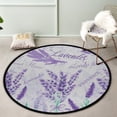 thumbnail image 3 of Coolnut Round Rugs for Living Room, Lavender Watercolor Floral Provence Style Non-Slip Coral Velvet Long Runner Rugs, Washable Water Absorbent Mat Carpet for Bedroom Kitchen Kids Room, 3 of 6