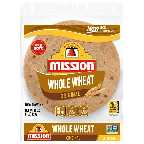 Mission Soft Taco Whole Wheat Tortillas, 16 Oz, 10 Count
