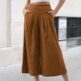 thumbnail image 3 of Pantalón capris con bolsillo para mujer pantalón suelto y fluido cómodo pantalón palazzo ropa diaria, 3 of 8