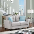 thumbnail image 3 of 2-Seater Sofa, 57.5" Modern Linen Loveseat Couch with Thicken Backrest and Armrest Cushion, Upholstered Lounge Sofa Tufted Couch for Living Room, Office, Light Gray, 3 of 7