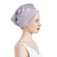 thumbnail image 3 of Paquete de 3 toallas de microfibra para secar el cabello, turbante superabsorbente para cabello largo y suave, 3 of 6