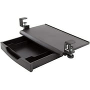 Stand Steady Clamp On Keyboard Tray with Drawer | Two in One! | Under Desk Storage w/Damage-Free Easy Installation - No Drilling Needed | 3 Compartment Organizer w/Removable Dividers (24.5 x 11.8)