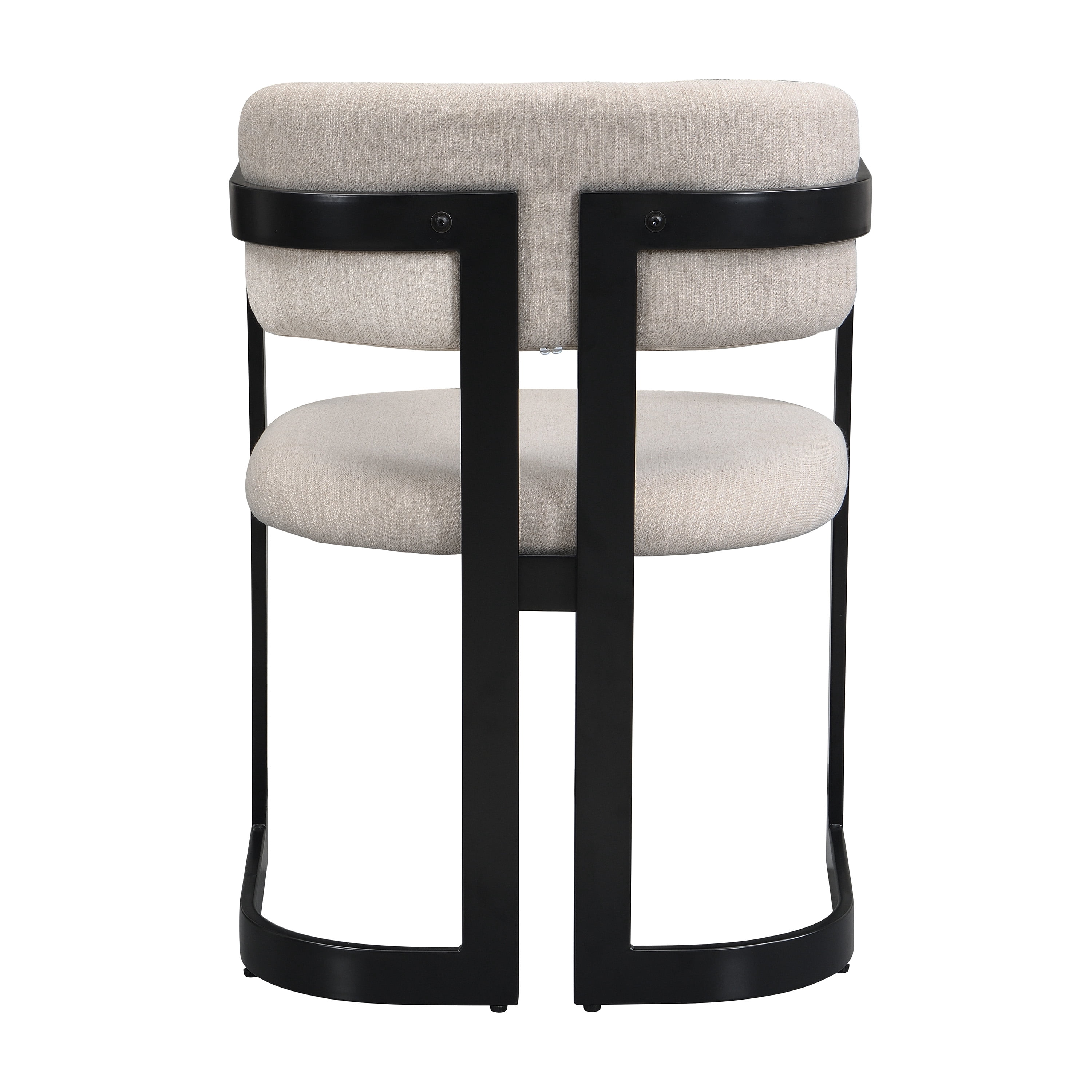 MAYEERTY 2-Piece Upholstered Dining Chairs, Beige Fabric Armchairs with Black Metal Frame, 265 LBS Capacity