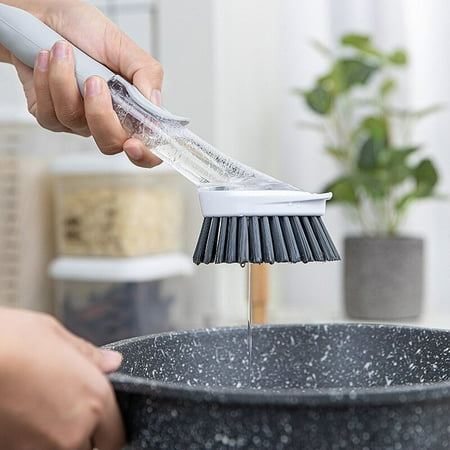 

Fidelma Kitchen Supplies 2-IN-1Dishwashing Brush Long Handle Wash Pot Brush Washing Dish Cleaning Brush As show