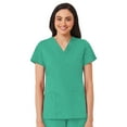 thumbnail image 2 of Maevn Red Panda Women's V-Neck Two Pocket Solid Top &Half Elastic Pant Scrub Set, 2 of 5