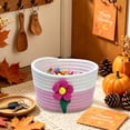 thumbnail image 4 of OANLKGI 7 in Cotton Rope Storage Basket With Cute Flower Decor Small Woven Organizer Bin Candy Holder For Halloween Thanksgiving Desktop Snack Key Makeup Home Tabletop Decor, 4 of 6