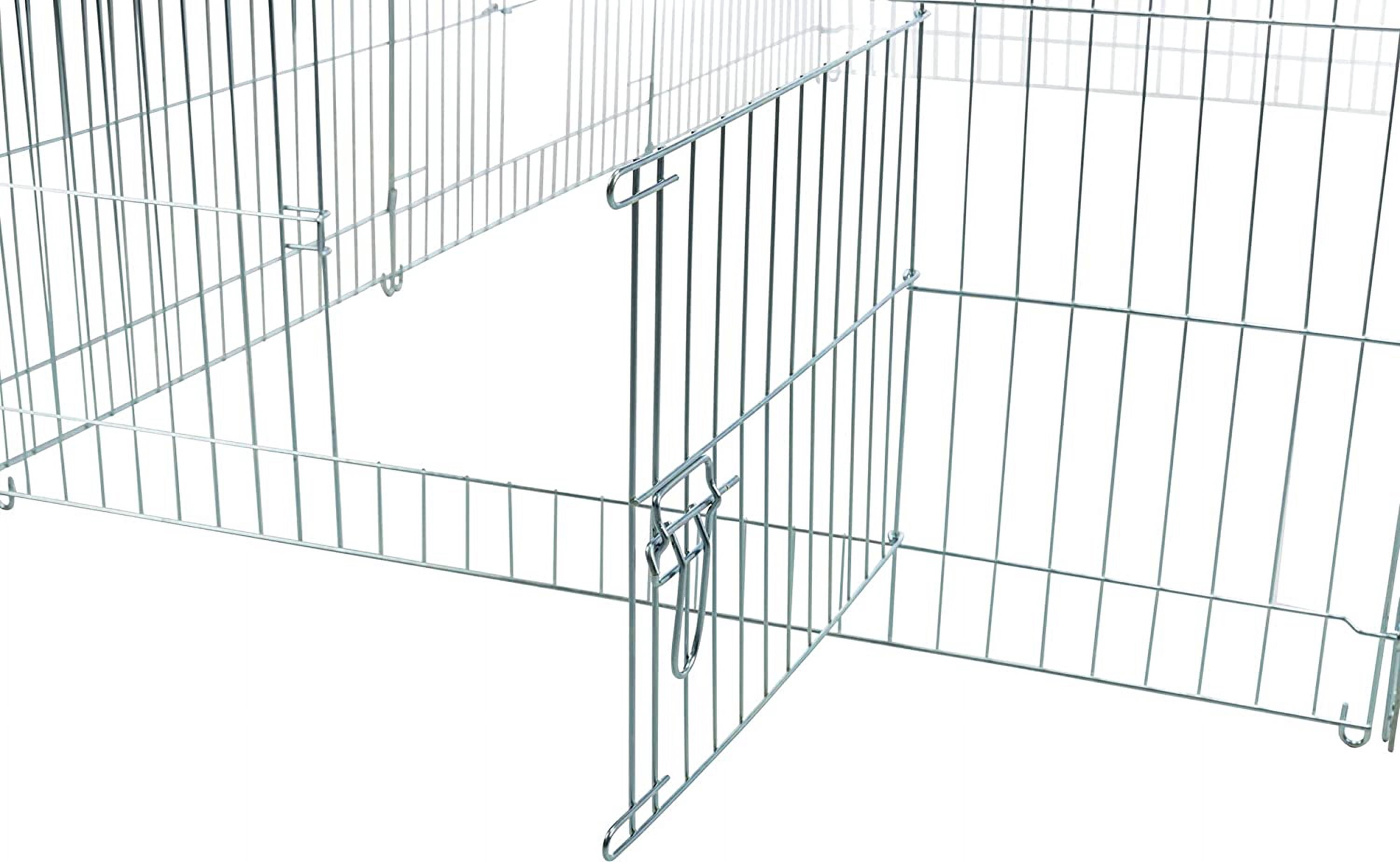 Mcage Large NO RUST Outdoor Stainless Galvanized Metal Outdoor Playpen Cage for Rabbit & Chicken with 4 Ground Stakes