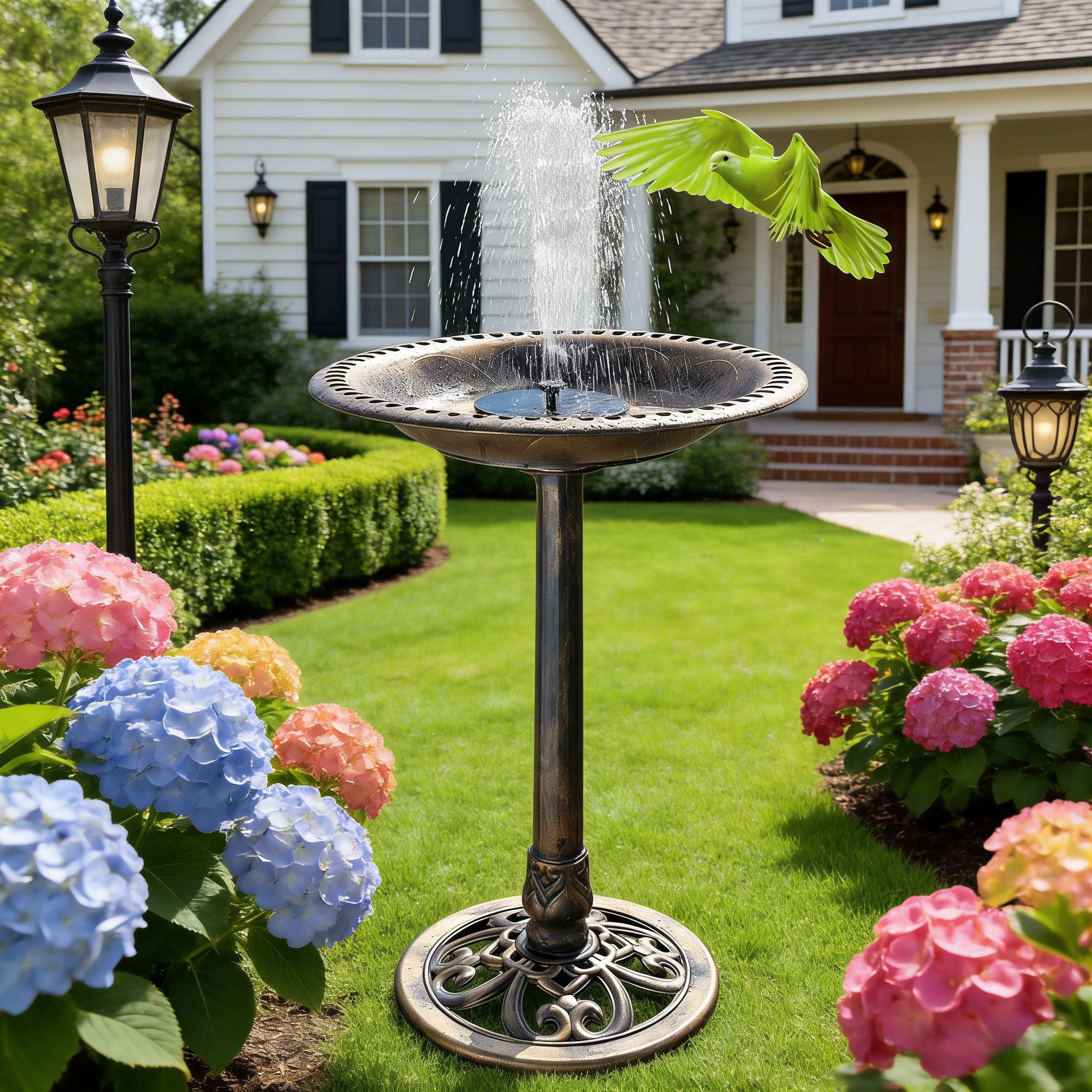 Ktaxon 28 Inch Weather Resistant Resin Bird Baths with Solar
