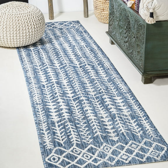JONATHAN Y SANTA MONICA 2 x 10 Runner Rug, Tokay Bohemian Geometric - Blue/Ivory, SMB132C-210