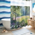 thumbnail image 5 of No Hook Shower Curtain, Spring Daisy Flowers Shower Curtains for Bathroom with See Through Top Window, Green Tree Leaves Forest Natural Scenery Waterproof & Washable Bath Curtain Extra Long 72"x96", 5 of 9