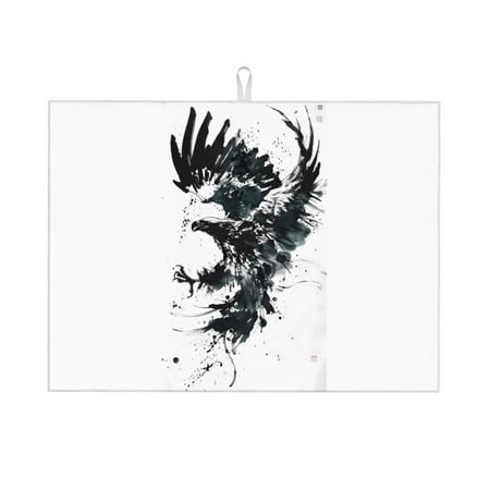 

Dish Drying Mat Abstract Eagle Ink Absorbent Microfiber Kitchen Mat Heat Resistant Drying Mat Kitchen Counter for Dishes Utensils Pots Pans Drainer Mats 18x24in