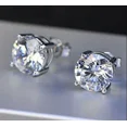 thumbnail image 2 of Excellent Stud Earrings 3Ct Round Cut VVS1 Moissanite Solitaire Stud Earrings 14K White Gold Plated Silver, 2 of 2