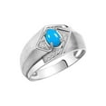 thumbnail image 3 of RYLOS Mens Rings 14K White Gold Ring 6X4MM Oval Shape Gemstone & Diamond Ring Turquoise December Birthstone Rings For Man Gold Rings Size 9, 3 of 7