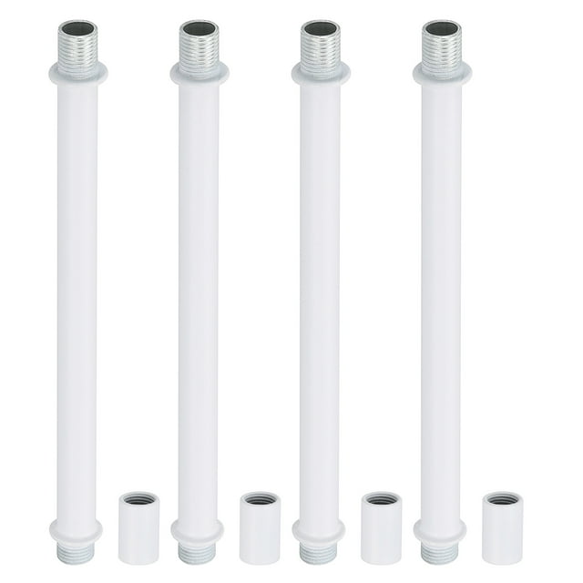 Unique Bargains Kit de Tiges de Lampe Droite, M10 130mm L Tige avec Écrou, Blanc 4Set