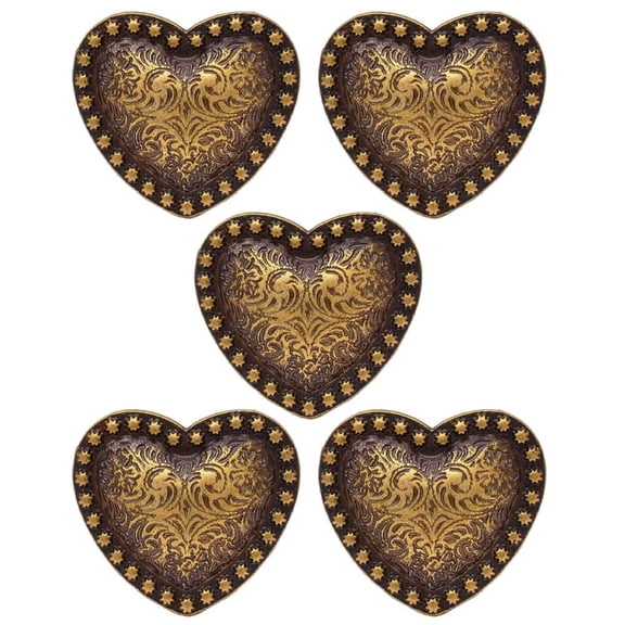 Vintage Western Style Hear-Shaped Buckle, 5pcs Screw Back Buckle, Screw Back Buttons Cloth Buckle Metal Buckles For Diy Clothes, Bags