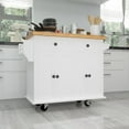 thumbnail image 3 of Kitchen Island Cart, Kitchen Island on Wheels with Solid Wood Desktop, Rolling Kitchen Cart with Storage Drawers and Adjustable Shelves, Utility Cabinet Carts on Lockable Wheel for Kitchen/Dining Room, 3 of 8