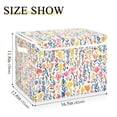 thumbnail image 5 of Yayeee Collapsible Cube Storage Bin with Lid Fabric Closet Decorative Basket with Handles, Yellow Wildflower Pattern, 5 of 7