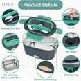 thumbnail image 3 of 65W Electric Lunch Box - 1.5L Leakproof Stainless Steel Food Warmer - Portable for Work, Car, Travel (110V/12V/24V, Includes Cutlery & Bag), 3 of 12
