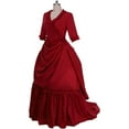 thumbnail image 2 of Women's Victorian Gothic Red Bustle Gown Dress, 2 of 7