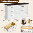 thumbnail image 4 of Homall Wooden 6 Drawer Dresser for Bedroom, Modern Chest of Drawers, Storage Cabinet Organizer with Metal Handles for Bedroom, Living Room and Closet, White and Brown Top, 4 of 9