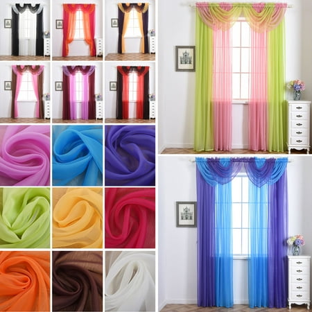 Build A Sliding Patio Door 1Pcs Voile Curtains, Sheer Window Curtain Scarfs Drapes Rod Pocket Crushed Window Panels, Voile Swag With Tassel for Bedroom Living Room Kitchen Patio Villa Parlor Sliding Door Curtain-Light Pink ()