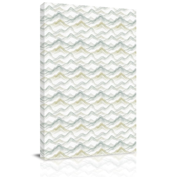 Ocean Waves Canvas Wall Art for Living Room, Abstract Watercolor Coastal Grey Green Blue Ocean Mist Wall Decor Framed Artwork Pictures Ready to Hang for Bedroom Office Home Decor