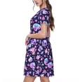 thumbnail image 2 of Easygdp crystal Skull flower cool para Vestido Transpirable de Mujer, Vestido Suelto de Manga Corta con Pliegues y Bolsillos para el Verano, 2 of 6