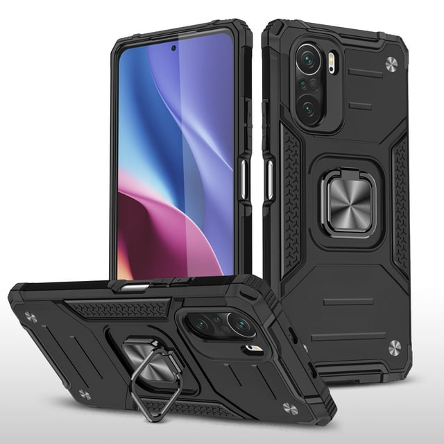Funda de teléfono para Poco F3 de Uso Rudo Shock color + Mica de Cristal