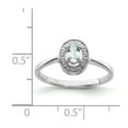 thumbnail image 2 of White Sterling Silver Ring Band Gemstone Aquamarine Oval Blue Diamond, 2 of 2