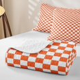 thumbnail image 4 of Erosebridal Orange Checkerboard Bed Spread Queen,Minimalist Geometric Grid Queen Coverlet Set For Boys,3-Piece, 4 of 7
