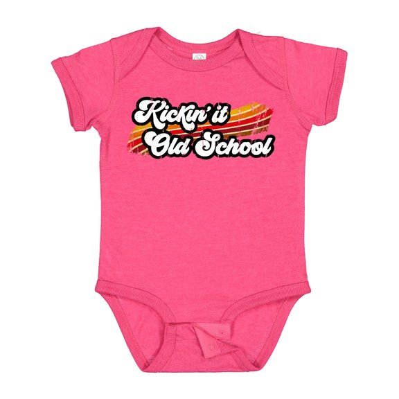 Inktastic Kickin' it Old School with Weathered Retro Stripe Boys or Girls Baby Bodysuit