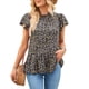 thumbnail image 2 of Blusa de gasa de manga corta con volantes y estampado floral para mujer, blusa corta con volantes y estampado floral para mujer, blusa con estampado floral para mujer, diseño de vanguardia, 2 of 9